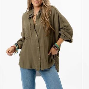 Three Bird Nest Olive Button Down Shirt